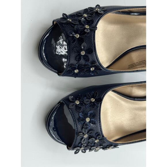 Karen Scott Womens Bronaa Peep Toe Slingback Classic Pumps Navy 8.5 m NEW - Picture 7 of 7